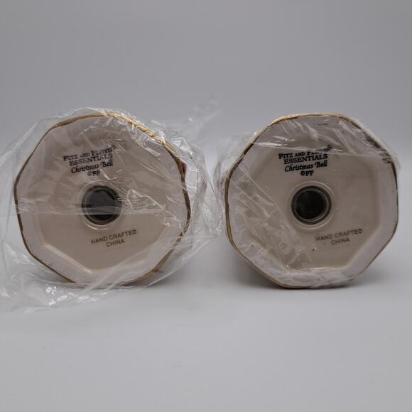 VTG Fitz and Floyd Christmas Bells Salt & Pepper Shakers Ceramic New In Box 2004 - Picture 5 of 8